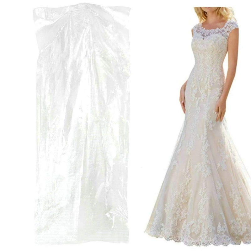 100 Pack Garment Bag Transparent Clothing Dust Cover Storage Bag Suitable for Wedding Dresses Long Skirts Windbreakers Down Jackets 236x59 inches