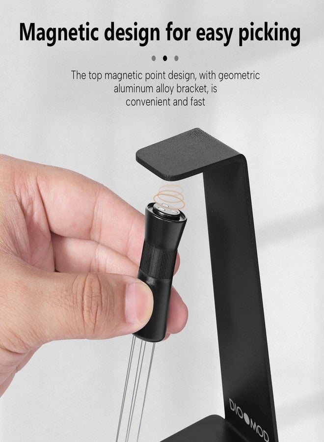 Dioomod Espresso WDT Tool with Magnetic Stand, Adjustable Range Coffee Needle Stirrer, 304 Stainless Steel 6 Needles 0.4mm with 6 Extra Needles, Black - Image 2