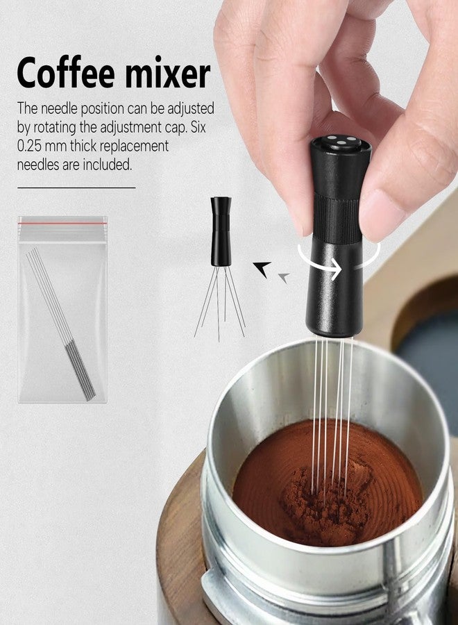 Dioomod Espresso WDT Tool with Magnetic Stand, Adjustable Range Coffee Needle Stirrer, 304 Stainless Steel 6 Needles 0.4mm with 6 Extra Needles, Black - Image 3