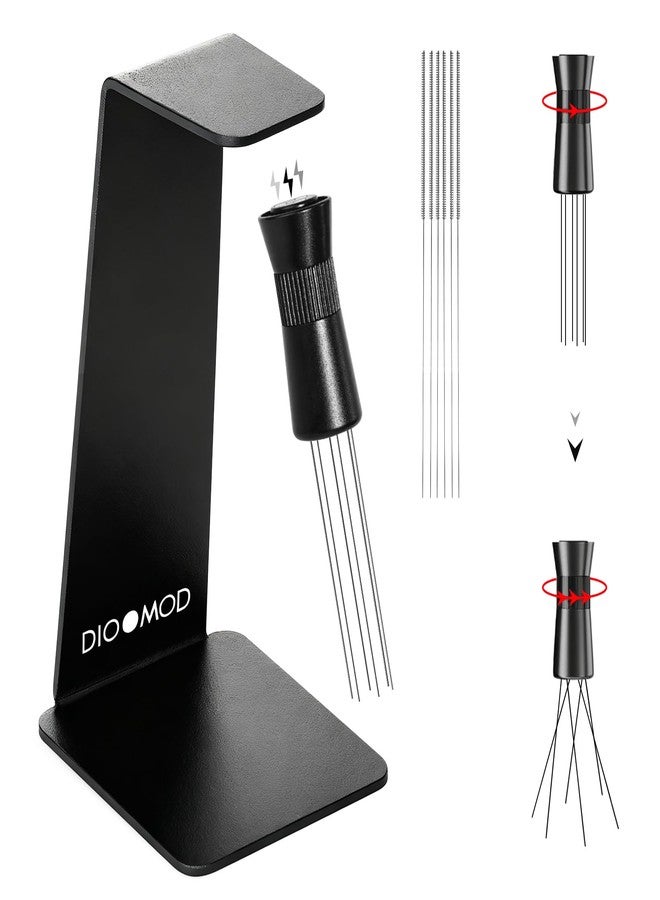 Dioomod Espresso WDT Tool with Magnetic Stand, Adjustable Range Coffee Needle Stirrer, 304 Stainless Steel 6 Needles 0.4mm with 6 Extra Needles, Black - Image 1