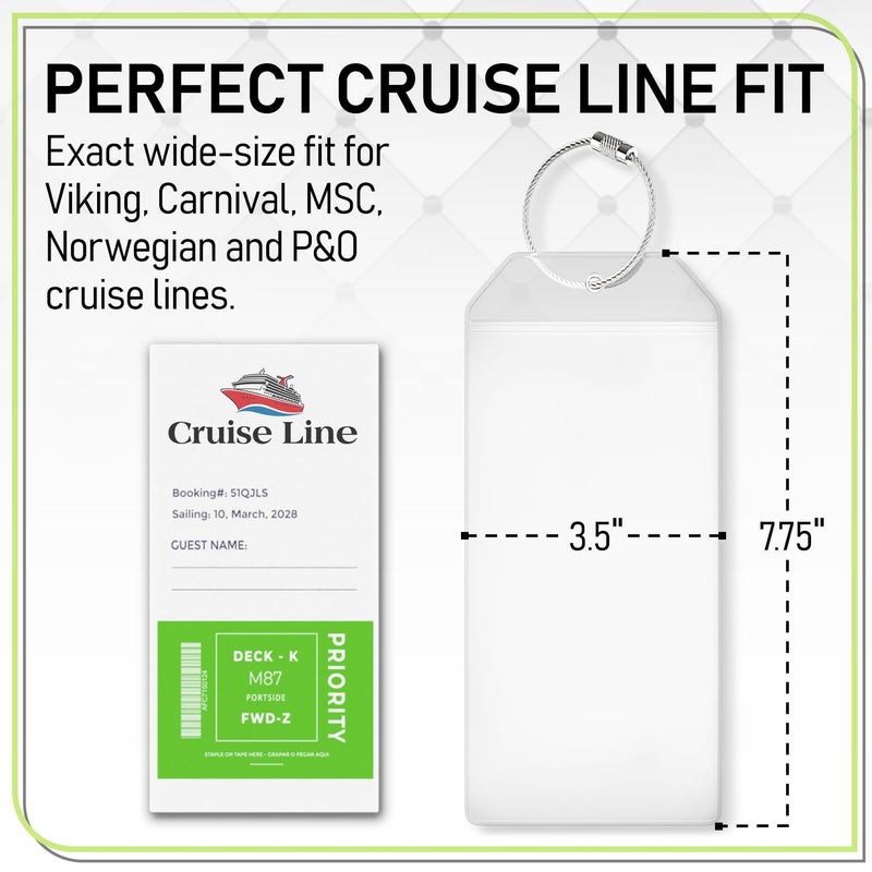 Untethered Cruise Luggage Tag Holders (6 Pack, Wide) | Clear Luggage Tags for Cruise Ships | Durable PVC Travel Bag ID Tags (6.3" x 3.5") - Image 2