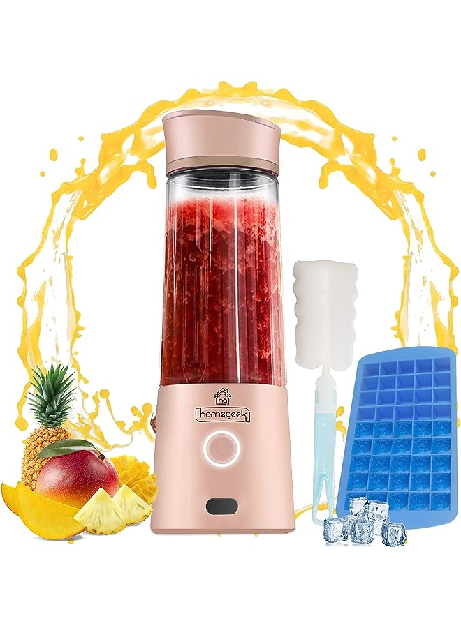 IAF خلاط محمول، صانع سموذي 400 مل، كوب عصير كهربائي مع 6 شفرات وبطارية قابلة للشحن USB بسعة 4000 مللي أمبير للمكتب، الرياضة، السفر، الصالة الرياضية والأنشطة الخارجية - Image 1