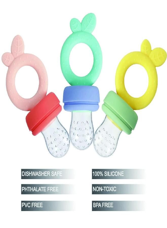 PandaEar PandaEar 3 Pack Silicone Baby Fruit Food Feeder Pacifier with 3 Sizes Silicone Pouches, BPA Free Mesh Feeder for Infants  - Image 2