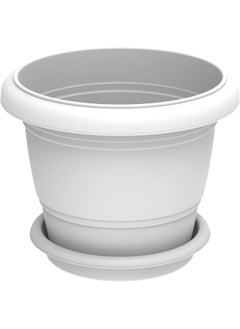 Cosmoplast 24" Round Flowerpot with Tray (White)  - Image 2