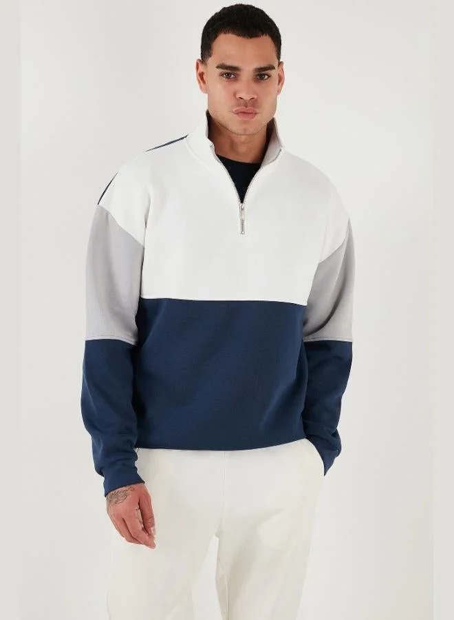 Buratti Color Block Regular Fit Half Zipper Stand Collar Sweat Men's SWEAT 5905719