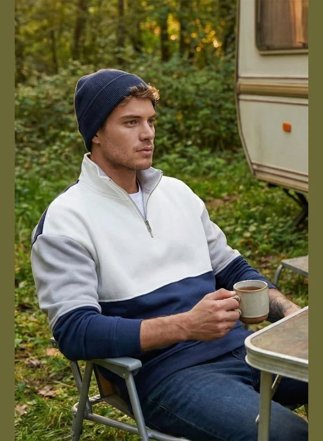 Buratti  Buratti Color Block Regular Fit Half Zipper Stand Collar Sweat Men's SWEAT 5905719 for Men | Best Price UAE