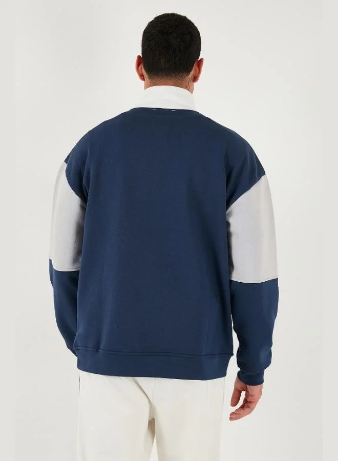 Buratti  Buratti Color Block Regular Fit Half Zipper Stand Collar Sweat Men's SWEAT 5905719 for Men | Best Price UAE