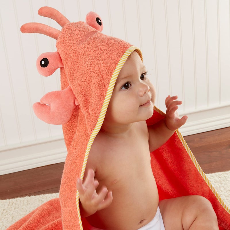 Baby Aspen Baby Boys Lobster Laughs (Updated Gift Packaging) Hooded Towel, Orange, 1 Count US - Image 4