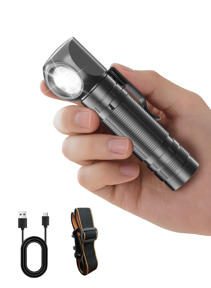 TONEOF Rechargeable Pocket Flashlight,  Handheld/Head/Clip-on Flashlight, High Lumens Waterproof Camping Light Headlamp, Used for Outdoor, Camping, Maintenance, Emergency and Other Scenarios - Image 1