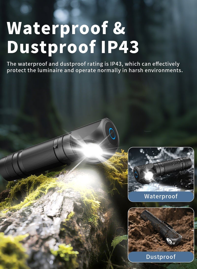 TONEOF Rechargeable Pocket Flashlight,  Handheld/Head/Clip-on Flashlight, High Lumens Waterproof Camping Light Headlamp, Used for Outdoor, Camping, Maintenance, Emergency and Other Scenarios - Image 3