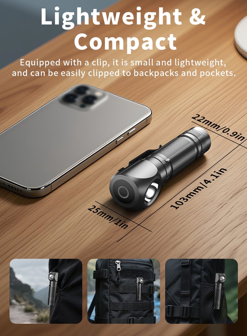 TONEOF Rechargeable Pocket Flashlight,  Handheld/Head/Clip-on Flashlight, High Lumens Waterproof Camping Light Headlamp, Used for Outdoor, Camping, Maintenance, Emergency and Other Scenarios - Image 5