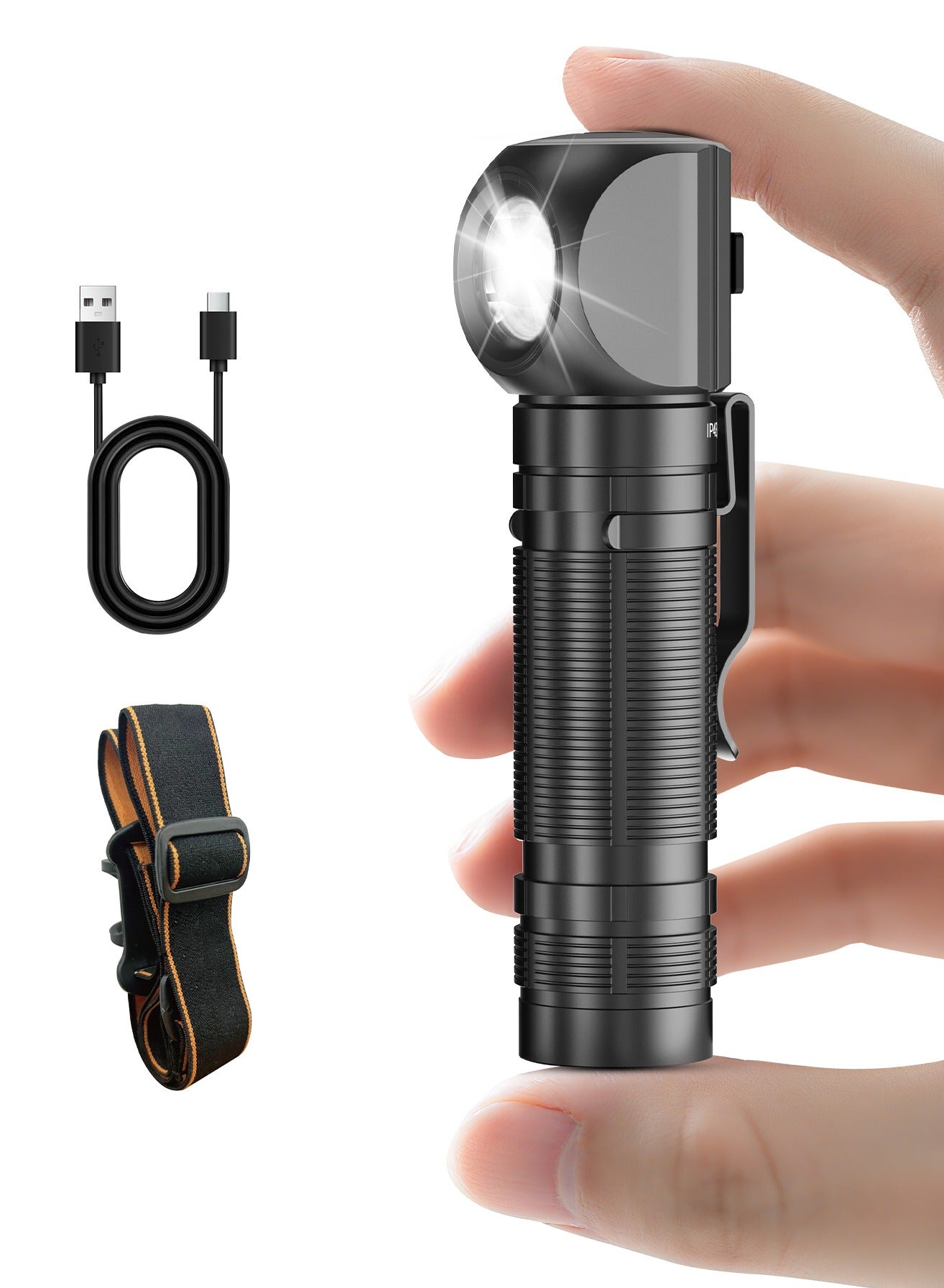 Rechargeable Mini Flashlight Pocket Flashlight, Handheld/Head/Clip-on High Lumens Waterproof Camping Light Headlamp, for Outdoor, Camping, Maintenance, Emergency