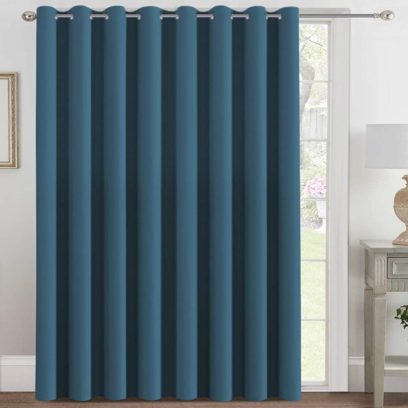 ستائر باتيو HVERSAILTEX المعتمة 100 × 108 بوصة لباب منزلق ستائر معتمة عريضة للغاية فاصل غرف حراري مع حواف علوية 9 أقدام ارتفاع × 85 بوصة عرض لون أزرق داكن