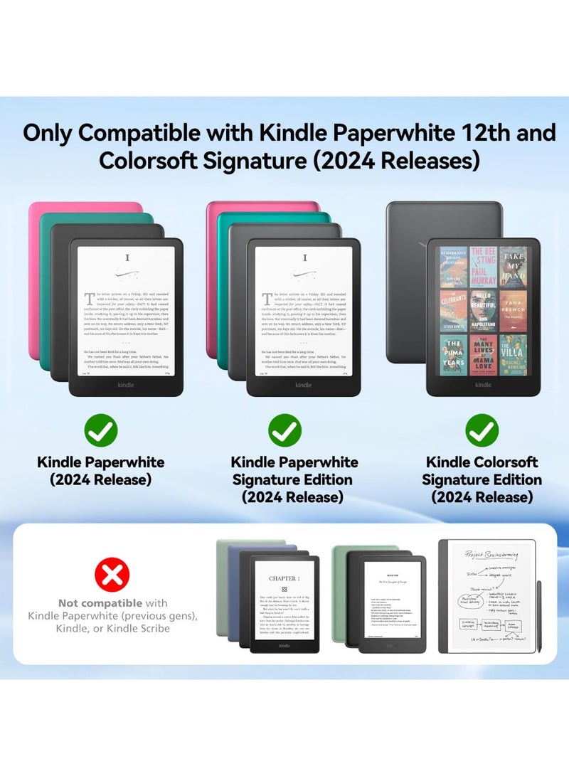 حالة 7 بوصة Paperwhite 12th Gen 2024 و Colorsoft Signature Edition 2024 مع حزام اليد وميزة إيقاظ النوم التلقائي (رف الكتب الذهبي) - Image 2