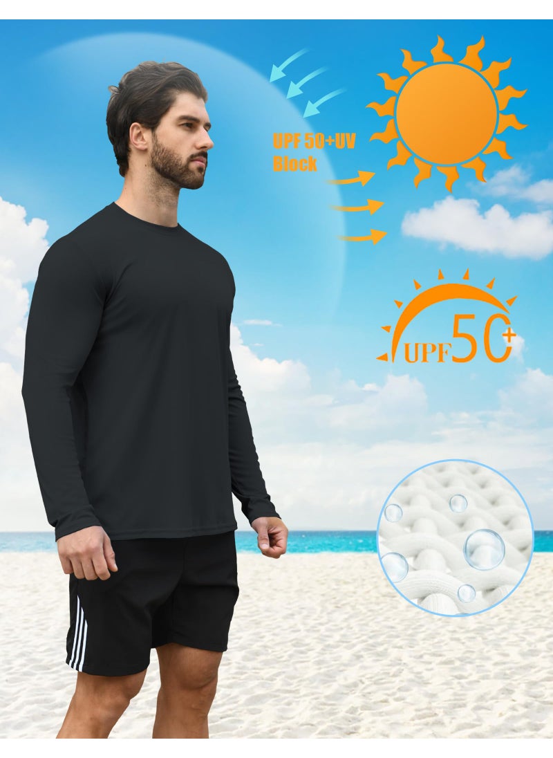 HOPLYNN HOPLYNN 2 Pack Men's UPF 50+ Rash Guard and Quick-Dry Long Sleeves Shirts, Swim Surf Fishing Gear Shirts UV Sun Protection Shirts for Men Black Navy Blue Small  - Image 3
