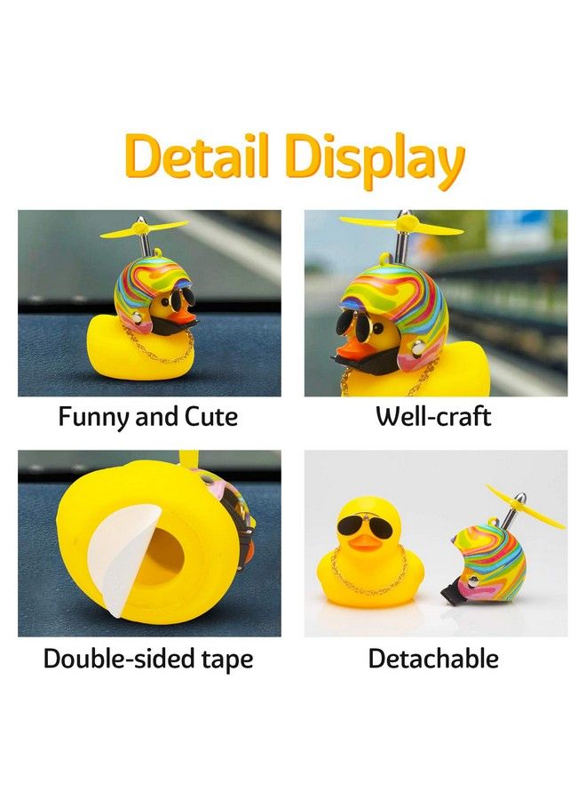 wonuu Rubber Duck Car Decorations Cute Yellow Duck Car Dashboard Ornaments With Propeller - Image 3