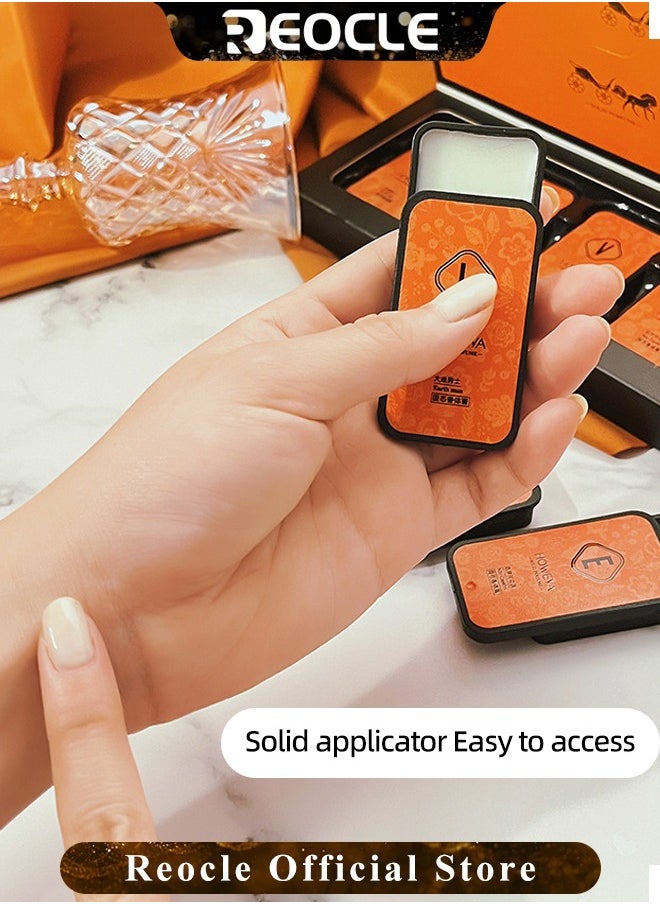 REOCLE 4 Pcs Solid Perfumes Alcohol Free Strong & Lasting Fragrance with 1 Men's Perfume 2 Women Perfumes 1 Neutral Perfume with Lemon Orange Strawberry Grapefruit Fragrant Gifting Pack for Men & Women  - Image 3
