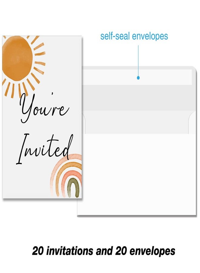 Soiceu Boho First Trip Around the Sun 1st Birthday Party Invitations with Envelopes Set of 20 Bohemian Sunshine Sun First Birthday Invites Fill in Blank - Image 5