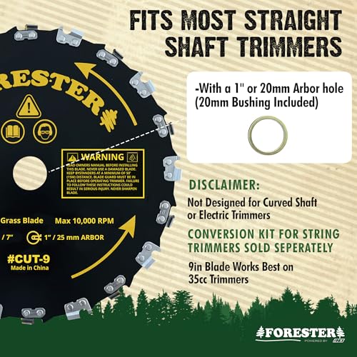 Forester Chainsaw Brush Cutter Blade + File Set - 9in x 20 Teeth | Fits Most Straight Shaft Trimmers | Conversion Kit Sold Separately - Image 2