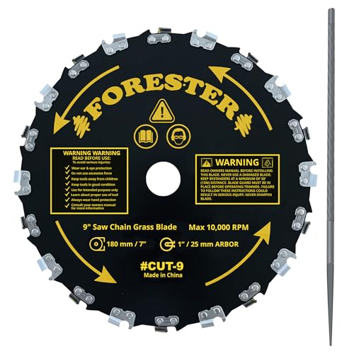 Forester Chainsaw Brush Cutter Blade + File Set - 9in x 20 Teeth | Fits Most Straight Shaft Trimmers | Conversion Kit Sold Separately - Image 1
