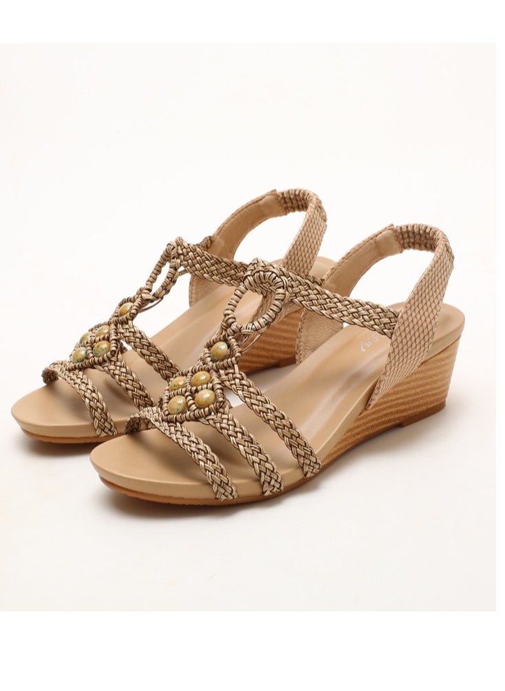 SIKETU Women's Summer Slope And Tourist Holiday  Retro Weaving Roman Sandals  - Image 2