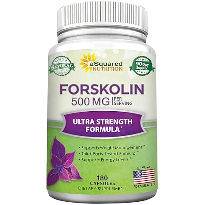 aSquared Nutrition Forskolin 500mg Max Strength-180 Capsules,Forskolin Supplement for Pure Weight Loss Fuel, Coleus Forskohlii Root - Forskolin Diet Pills, Belly Buster Fat Burner 2X Slim Trim Lose - Image 1