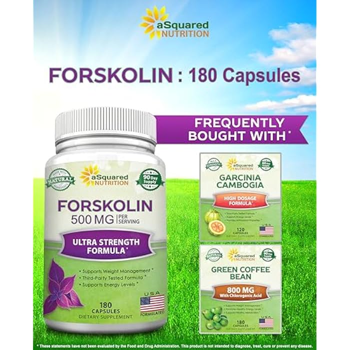 aSquared Nutrition Forskolin 500mg Max Strength-180 Capsules,Forskolin Supplement for Pure Weight Loss Fuel, Coleus Forskohlii Root - Forskolin Diet Pills, Belly Buster Fat Burner 2X Slim Trim Lose - Image 3