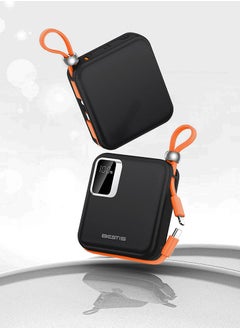 BESTIS 10000mAh Mini Power Bank with Built-in Double Cables, PD22.5W Fast Charging Portable Charger,Quick Charge Devices Black  - Image 2