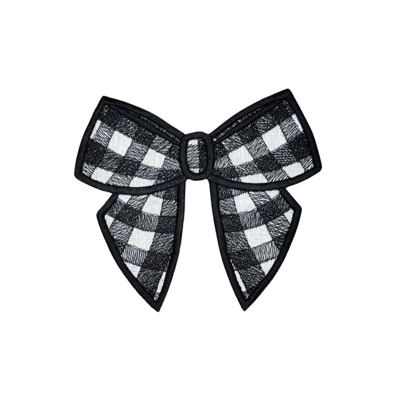 GARAAN - Machine Embroidered Applique, Patch, Sew on Patches, DIY Projects, Gingham Bow Black (Pack of 5) - Image 5