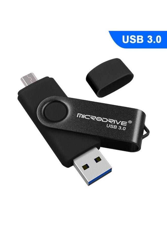 BURAQ MicroDrive 16GB USB 3.0 Android Phone & Computer Dual-use Rotary Metal U Disk (Black)  - Image 1