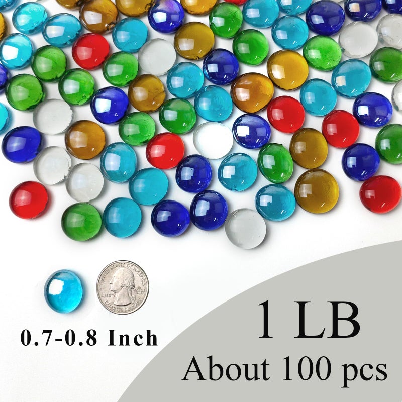 FANTIAN 1LB Flat Glass Pebbles for Vase, 100 Pcs Glass Gem Stones for Aquarium, Decorative Glass Rocks for Vase Filler Fish Tank Planter Crafts Birdbath and Valentines Day Decor - Image 2