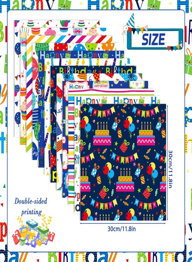 Konsait 24 Sheets Happy Birthday Scrapbook Paper 12x12, Colorful Double Sided Birthday Patterned Paper Decorative Cardstock for Greeting Card Making Scrapbook Supplies - Image 3