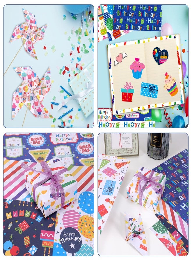 Konsait 24 Sheets Happy Birthday Scrapbook Paper 12x12, Colorful Double Sided Birthday Patterned Paper Decorative Cardstock for Greeting Card Making Scrapbook Supplies - Image 5