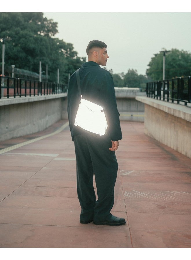 DailyObjects Joules Crossbody Bag For Girls, Men and Women| | One Spacious Main Zippered Compartment and Two Deep Slip Pockets | Detachable Strap - Light Grey - Image 3