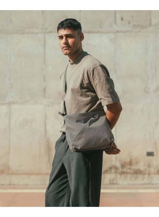 DailyObjects Joules Crossbody Bag For Girls, Men and Women| | One Spacious Main Zippered Compartment and Two Deep Slip Pockets | Detachable Strap - Light Grey - Image 4