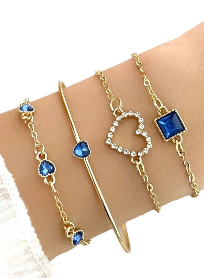 YUCCA Set of 4 Pieces of Bracelets in Different Shapes and New Fashion Geometric Shapes, Suitable for Daily Use. Suitable for Daily Wear and As a Gift to Friends. - Image 1