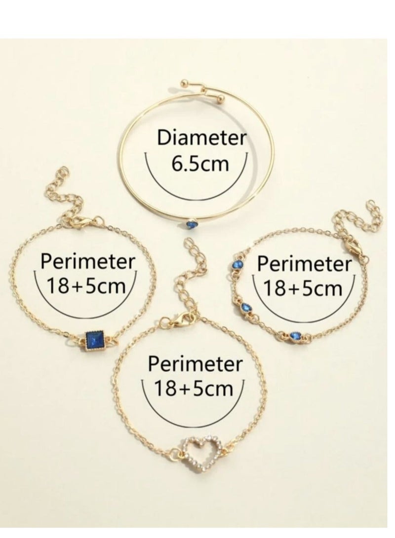 YUCCA Set of 4 Pieces of Bracelets in Different Shapes and New Fashion Geometric Shapes, Suitable for Daily Use. Suitable for Daily Wear and As a Gift to Friends. - Image 3