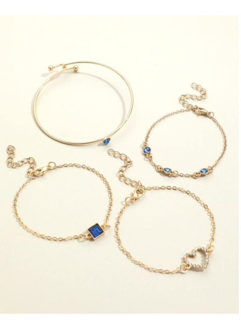 YUCCA Set of 4 Pieces of Bracelets in Different Shapes and New Fashion Geometric Shapes, Suitable for Daily Use. Suitable for Daily Wear and As a Gift to Friends. - Image 4