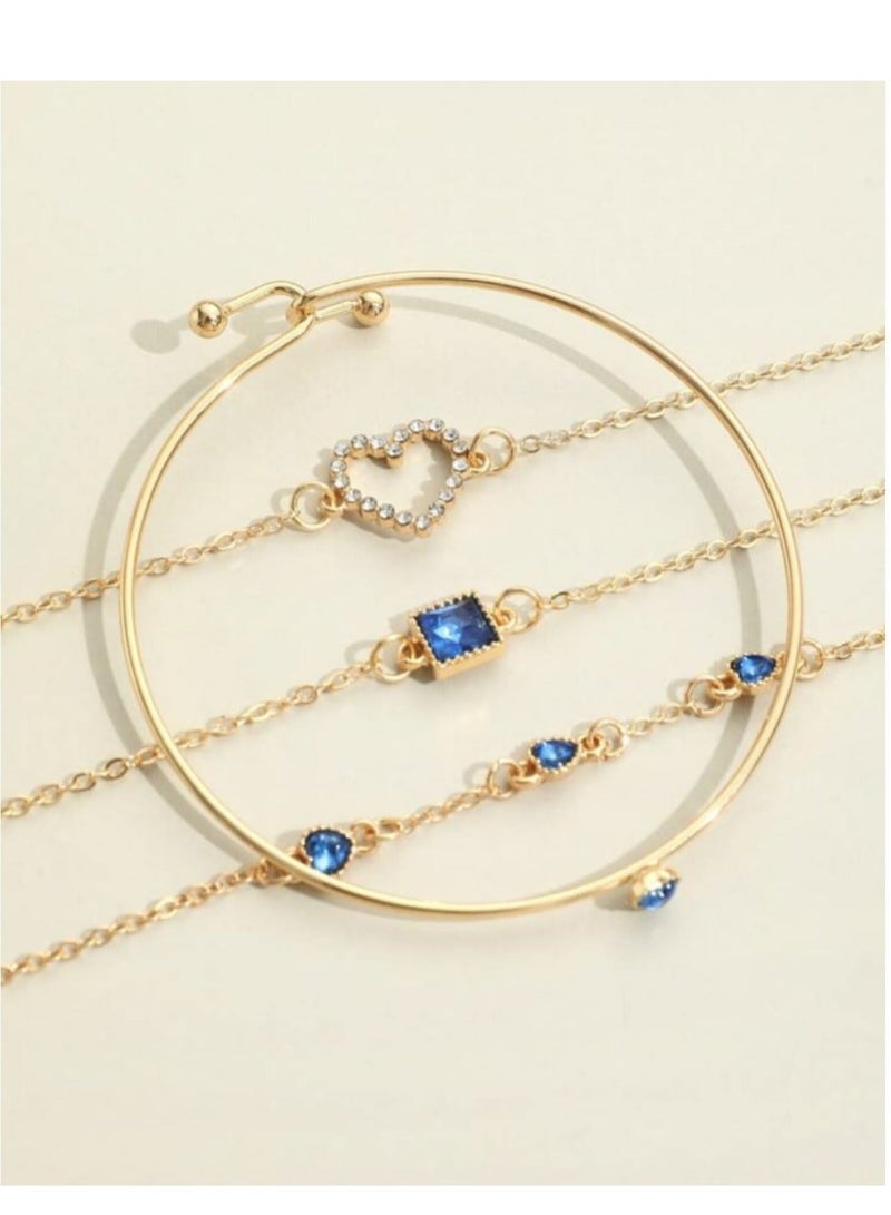 YUCCA Set of 4 Pieces of Bracelets in Different Shapes and New Fashion Geometric Shapes, Suitable for Daily Use. Suitable for Daily Wear and As a Gift to Friends. - Image 5