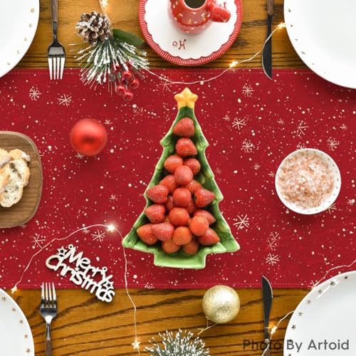 Aazeem Christmas Table Runner for Dining Table 6 Seater | White Birds & Tree Design Table Cover | Winter Holiday Festive Home Decor - Image 5