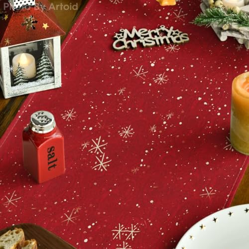 Aazeem Christmas Table Runner for Dining Table 6 Seater | White Birds & Tree Design Table Cover | Winter Holiday Festive Home Decor - Image 4