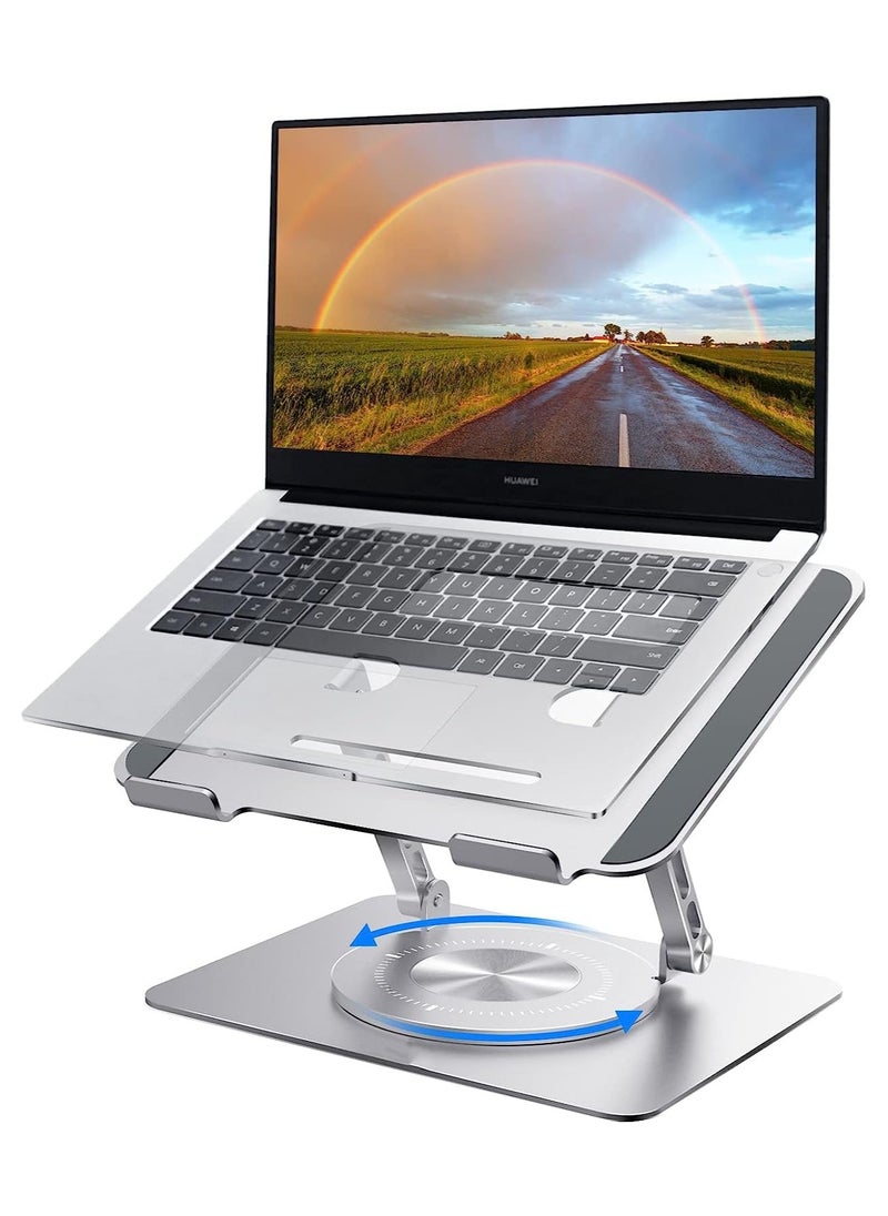 XICEN - Laptop stand, adjustable computer stand, 360° rotating base, ergonomic laptop riser for all laptops/tablets/drawing boards up to 17.3 inches(Silver) - Image 1