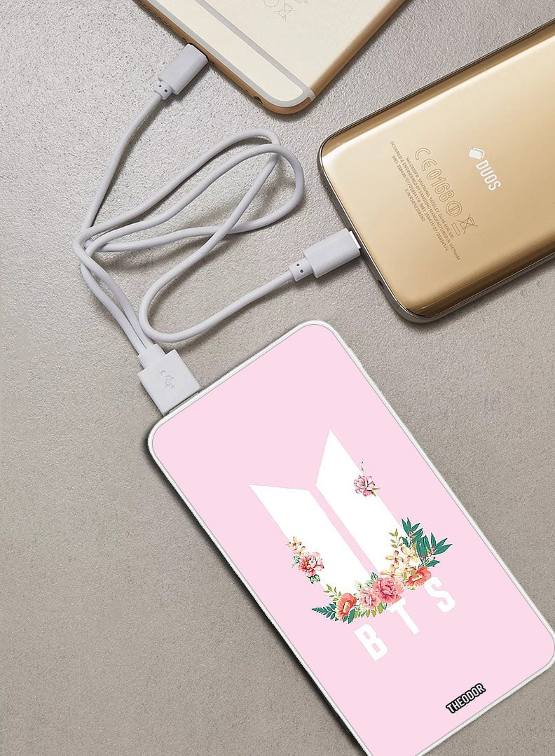 Theodor 10,000 mAh Super Fast Charging Ultra Compact Power Bank with Quick Charge & Power Delivery, Portable Charger For iPhone and Android BTS floral  - Image 2