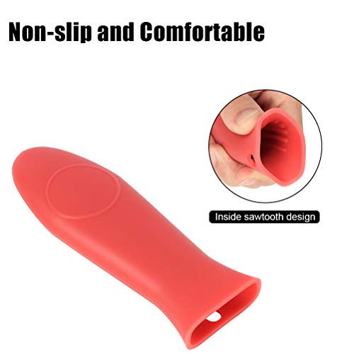 Emoly Silicone Hot Handle Holder 3 Pack Pot Holders Cover Rubber Hot Resistant Non Slip Pot Holder Sleeves for Cast Iron Skillets Metal Frying Pans Aluminum Cookware Handles Red 12 Emoly - Image 3