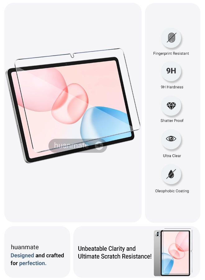 huanmate Honor Pad 10 12.1 Inch Tempered Glass Screen Protector – High Transparency, Delicate Touch, Anti-Explosion, Smooth Arc Edges, Easy Installation, Screen Protector for Honor Pad 10 12.1 Inch - Image 2