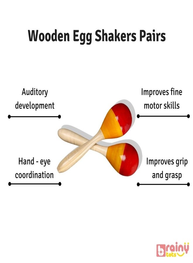 BrainyTots Wooden Shakers Pair Baby Rattle Toy | Montessori Inspired Wooden Maracas for Infants | Improves Grasp Strength Auditory Stimulation Fine & Gross Motor Skill Development - Image 5