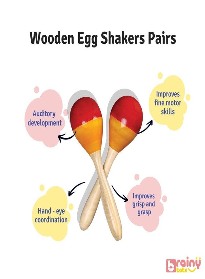 BrainyTots Wooden Shakers Pair Baby Rattle Toy | Montessori Inspired Wooden Maracas for Infants | Improves Grasp Strength Auditory Stimulation Fine & Gross Motor Skill Development - Image 3
