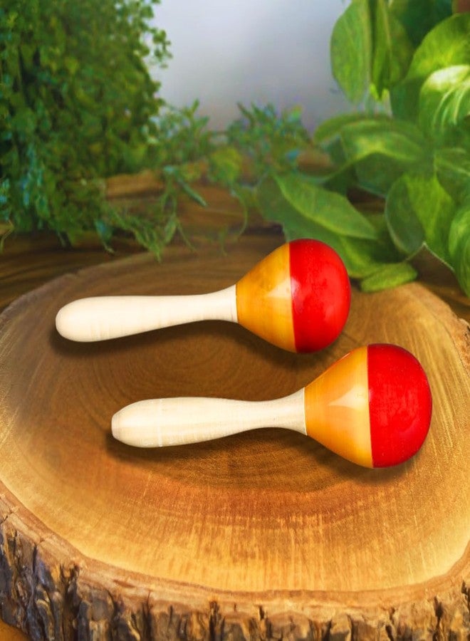 BrainyTots Wooden Shakers Pair Baby Rattle Toy | Montessori Inspired Wooden Maracas for Infants | Improves Grasp Strength Auditory Stimulation Fine & Gross Motor Skill Development - Image 2