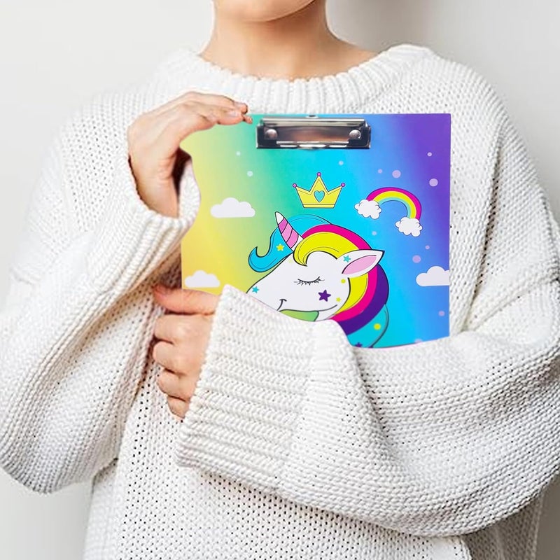 Parteet Cardboard Standard A4 Letter Size for Students, Teacher, Woman and Kids, Low Profile Clip, Decorative Clipboards, Cute Clipboard Unicorn Pattern, Size 9" x 14" - Image 5
