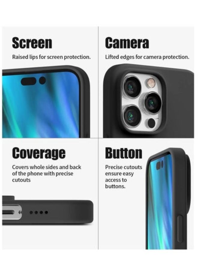 ACLIX Silicone Case for iPhone 14 Pro Max 6.7-inch, Silky-Soft Touch Full-Body Protective Phone Case, Shockproof Cover with Microfiber Lining (Black) - Image 3